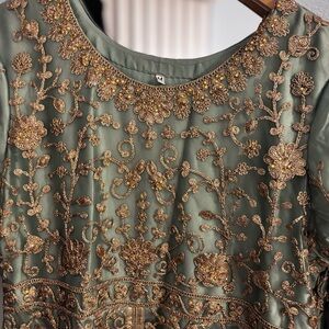 Elegant Green Embroidered Dress